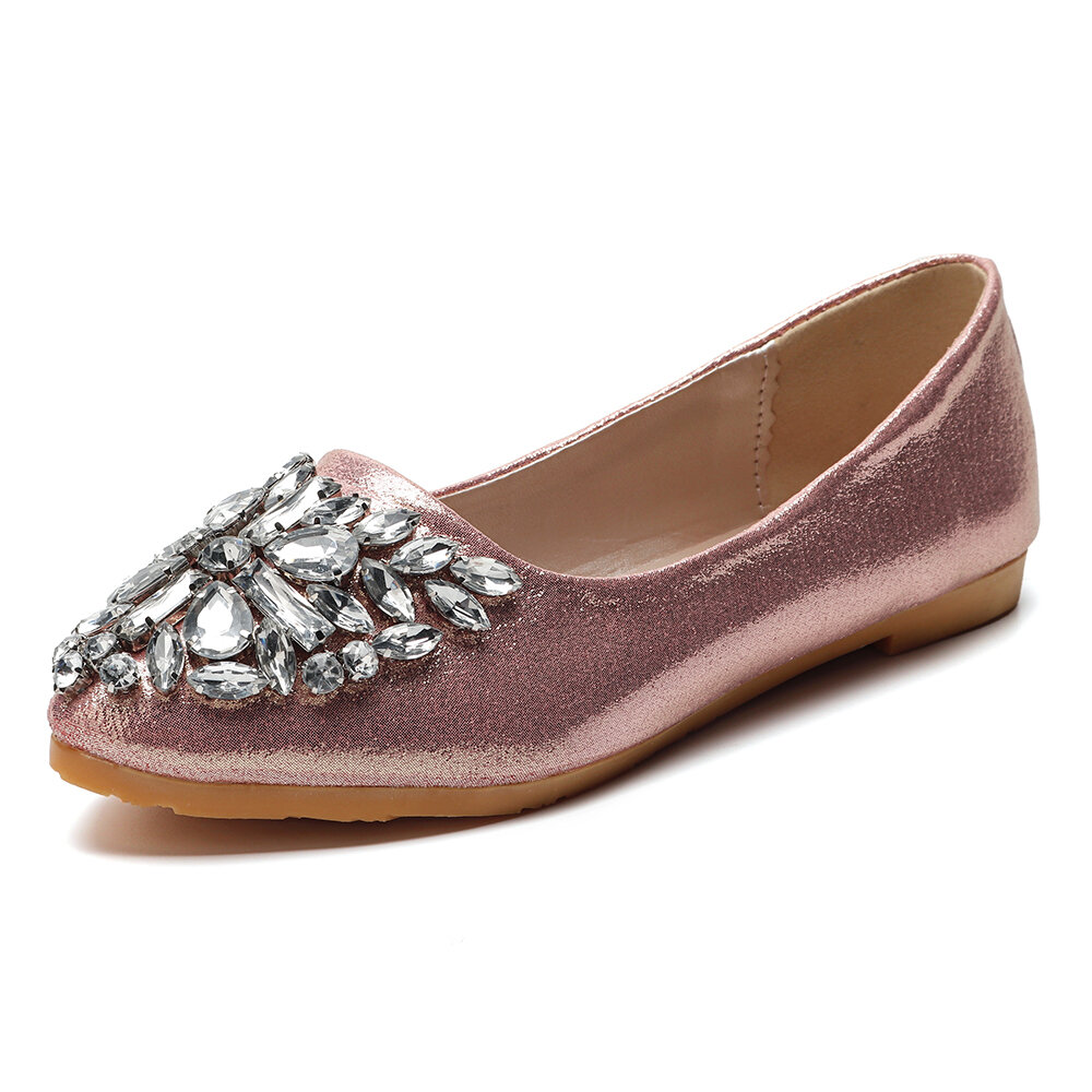 Women Sweet Rhinestone Ladies Lightweight Rhinestone Dressy Flats