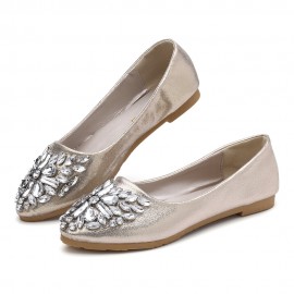 Women Sweet Rhinestone Ladies Lightweight Rhinestone Dressy Flats