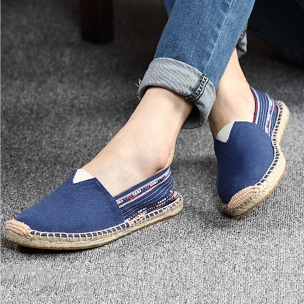 Women Large Size Ethnic Style Linen Slip-on Espadrille Fisherman's Shoes