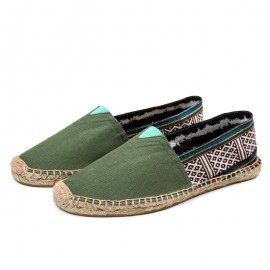 Women Large Size Ethnic Style Linen Slip-on Espadrille Fisherman's Shoes