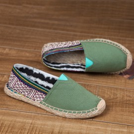 Women Large Size Ethnic Style Linen Slip-on Espadrille Fisherman's Shoes