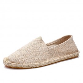 Women Large Size Solid Color Slip-on Espadrilles Fisherman Flat Shoes