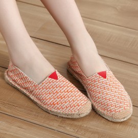 Women Large Size Solid Color Slip-on Espadrilles Fisherman Flat Shoes