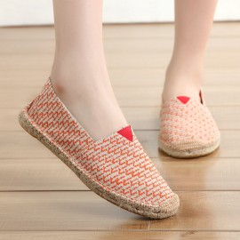 Women Large Size Solid Color Slip-on Espadrilles Fisherman Flat Shoes