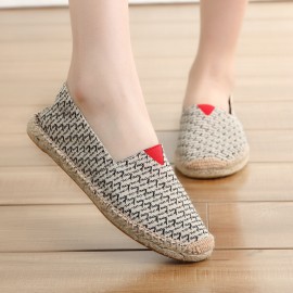 Women Large Size Solid Color Slip-on Espadrilles Fisherman Flat Shoes