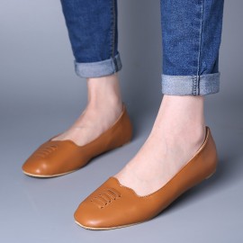 Women Square Toe Comfy Lightweight  Slip On Loafers