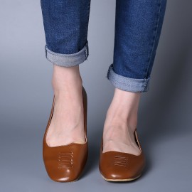 Women Square Toe Comfy Lightweight  Slip On Loafers