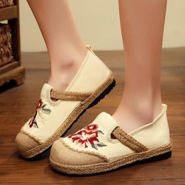 Women Old Peking Flowers Embroidery Casual Espadrille Loafers