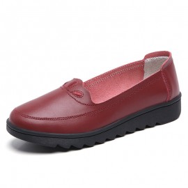 Women Daily Round Toe Soft Solid Color Flat Loafers Shoes