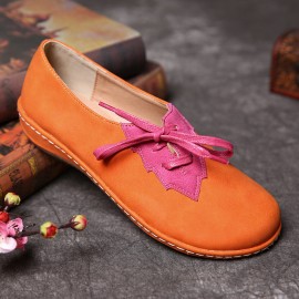 Women leaf Splicing Decor Comfy Non Slip Casual Flats