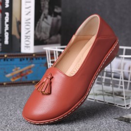 Women Tassel Solid Color Casual Casal Comfy Flats