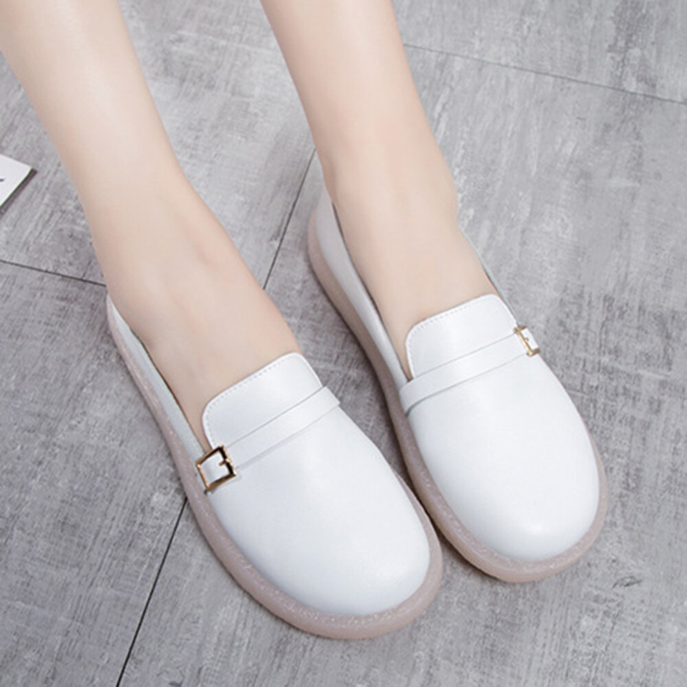 Women Lightweight Buckle Solid Color Soft  Slip On Casual Comfy Flats