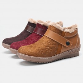 Warm Fur Lining Waterproof Leather Casual Ankle Snow Boots