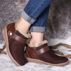 Warm Fur Lining Waterproof Leather Casual Ankle Snow Boots