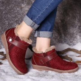 Warm Fur Lining Waterproof Leather Casual Ankle Snow Boots