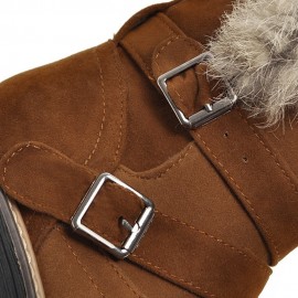 Women Solid Color Round Toe Casual Elegant Buckle Fluff Flanging Snow Boots