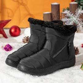 Women's Round Toe Zipper Soft Warm Waterproof Non-Slip Snow Boots