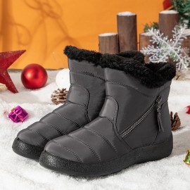 Women's Round Toe Zipper Soft Warm Waterproof Non-Slip Snow Boots