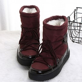 Warm Lining Waterproof Lace Up Thick Sole Snow Boots For Women