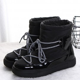 Warm Lining Waterproof Lace Up Thick Sole Snow Boots For Women