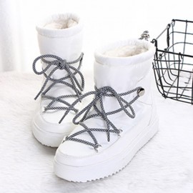 Warm Lining Waterproof Lace Up Thick Sole Snow Boots For Women