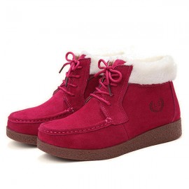 Winter Fur Lining Keep Warm Comfortable Lace Up Ankle Snow Boots