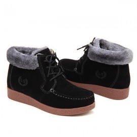 Winter Fur Lining Keep Warm Comfortable Lace Up Ankle Snow Boots