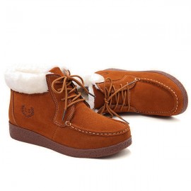 Winter Fur Lining Keep Warm Comfortable Lace Up Ankle Snow Boots