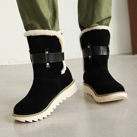 Plus Size Women Suede Fabric Belt Buckle Slip Resistant Short Snow Boots