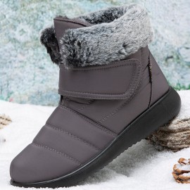 Women Large Size Warm Lined Hook Loop Plus Velvet Ankle Snow Boots