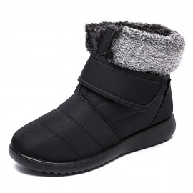 Women Large Size Warm Lined Hook Loop Plus Velvet Ankle Snow Boots