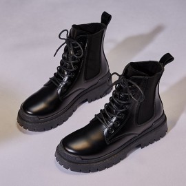 Women Casual Warm Slip Resistant Platform Lace Up Combat Boots