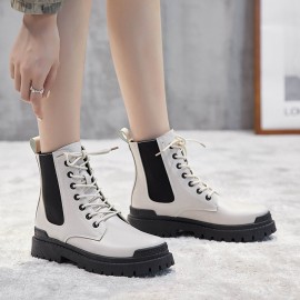 Women Casual Warm Slip Resistant Platform Lace Up Combat Boots