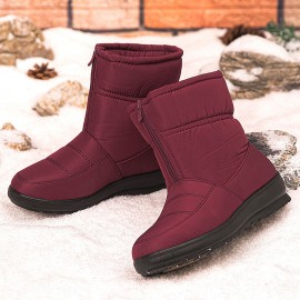 Women Large Size Warm Lined Front Zipper Casual Ankle Snow Boots