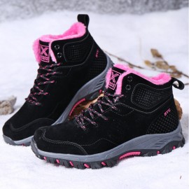 Women Casual Warm Lining Thick Sole Lace Up Ankle Snow Boots