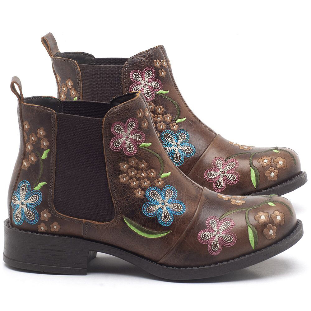 Women Retro Floral Embroidery Comfy Wearable Chelsea Ankle Boots