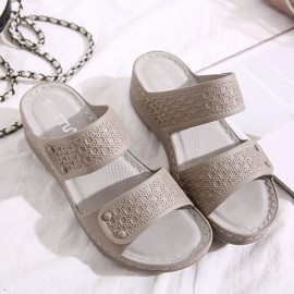 Women Solid Color Soft Sole Summer Casual Daily Wedge Sandals