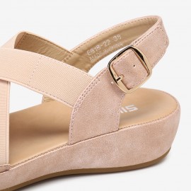 Women Elastic Band Open Toe Soft Sole Open Toe Buckle Casual Summer Beach Flat Sandals