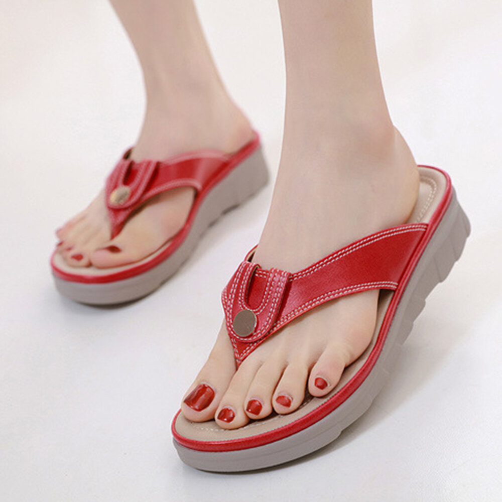 Women Large Size Stitching Flip Flops Beach Flat Casual Sandals