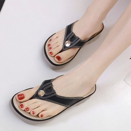 Women Large Size Stitching Flip Flops Beach Flat Casual Sandals