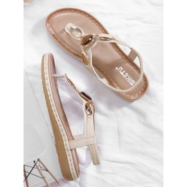 Women Fashion Metal Buckle Soft Beach Clip Toe Sandals