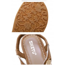 Women Fashion Metal Buckle Soft Beach Clip Toe Sandals