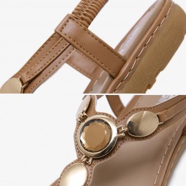 Women Fashion Metal Buckle Soft Beach Clip Toe Sandals