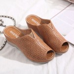 Women Breathable Hollow-out Peep Toe Wedges Sandals