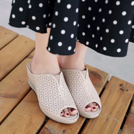 Women Breathable Hollow-out Peep Toe Wedges Sandals