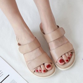 Women Open Toe Hook Loop Soft Sole Summer Beach Casual Flat Sandals