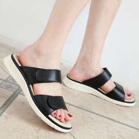 Women Open Toe Hook Loop Soft Sole Summer Beach Casual Flat Sandals