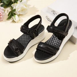 Women Adjustable Strap Sports Comfy Casual Wedge Sandals