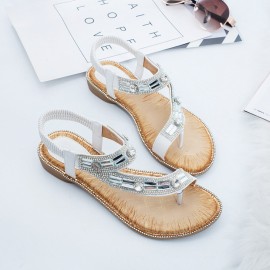 Women  Fashion Rhinestone Bohemia Wearable Clip Toe Sandals