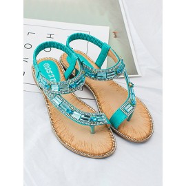 Women  Fashion Rhinestone Bohemia Wearable Clip Toe Sandals